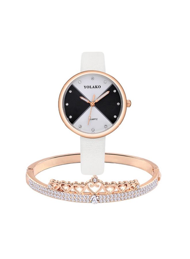 Women's Fashion Geometry Rhinestone Analog Watch NSSB037004809 With Bracelet 