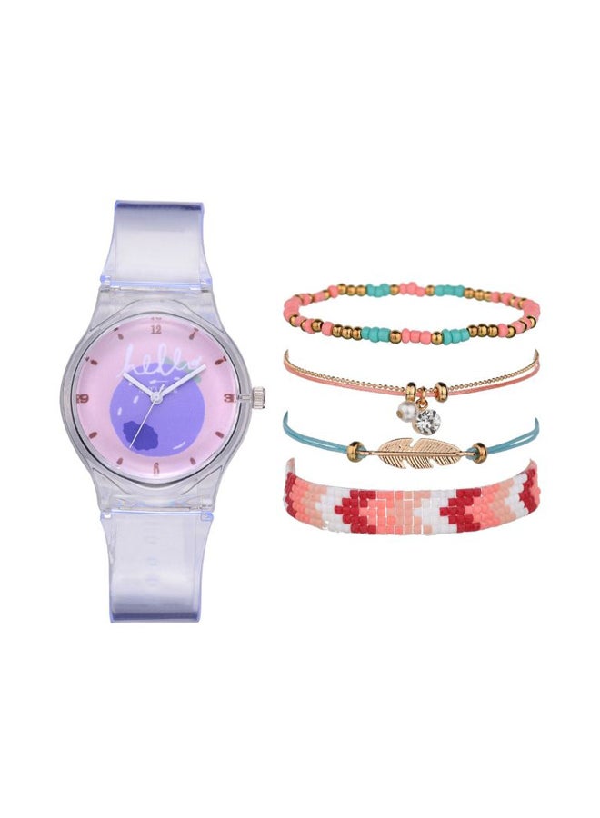 women Casual Silicone Analog Watch NSSB037004823 With Bracelet Set 