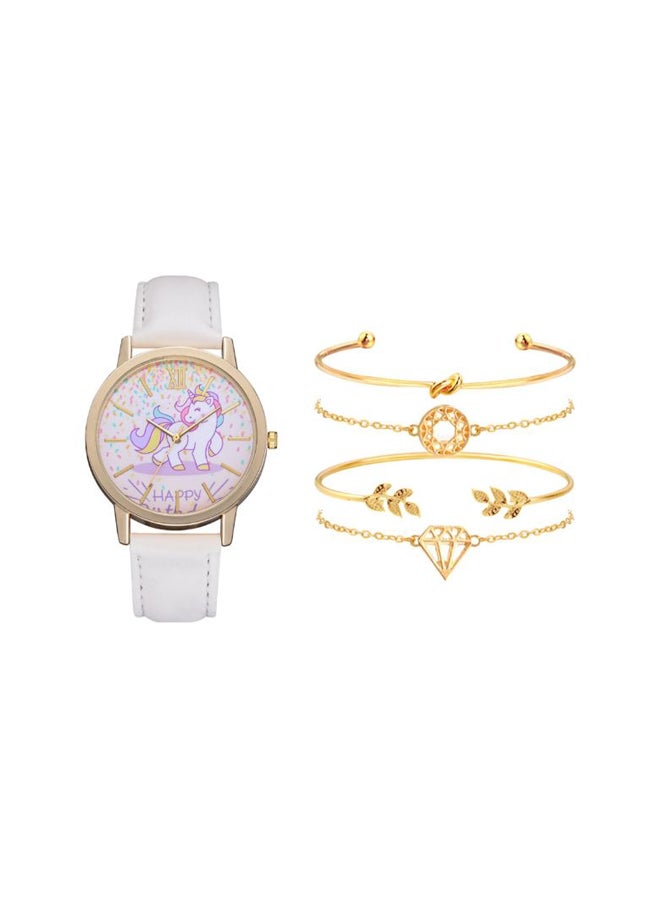 Women's Fashion Quartz Analog Watch NSSB037004845 With Unicorn Pattern Bracelet 