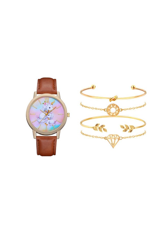 Women's Fashion Quartz Analog Watch NSSB037004851 With Unicorn Print Bracelet 