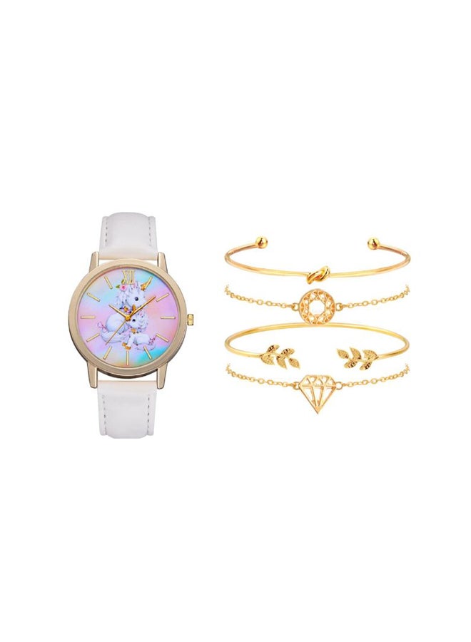 women Fashion Quartz Analog Watch NSSB037004850 With Unicorn Print Bracelet 