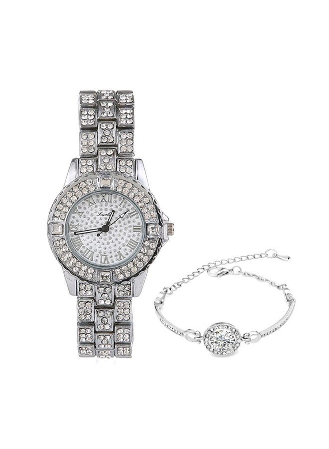 Women's Fashion Rhinestone Ladylike Analog Watch NSSB037006347 With Bracelet 