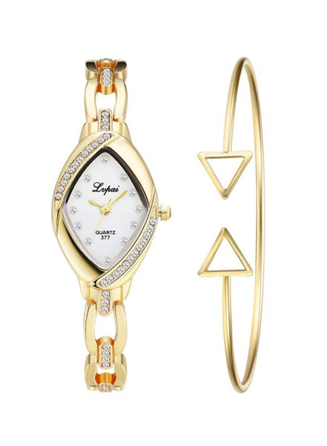 Women's Geometric Pattern Quartz Analog Watch NSSB037006354 With Bracelet 