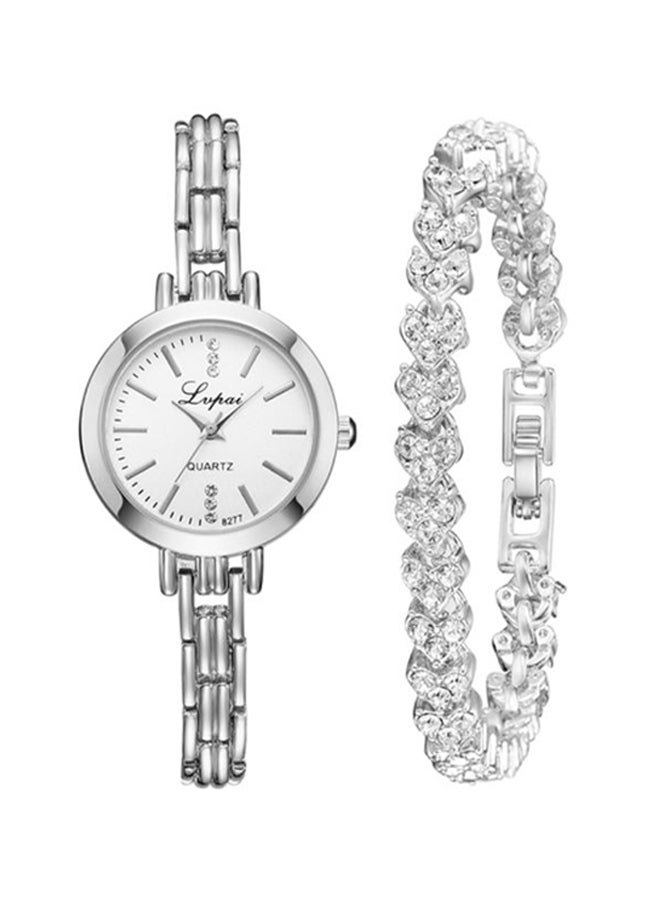 Women's Stylish Rhinestone Inlaid Analog Watch NSSB037006393 With Bracelet 