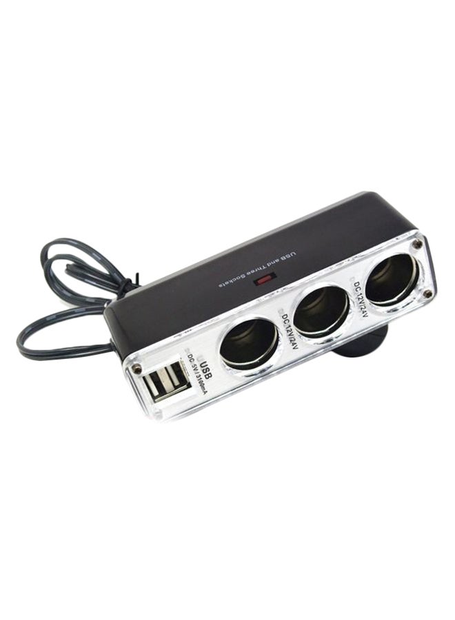 3-Port Dual USB Car Charger WF-096-1 Black/Silver - Image 1