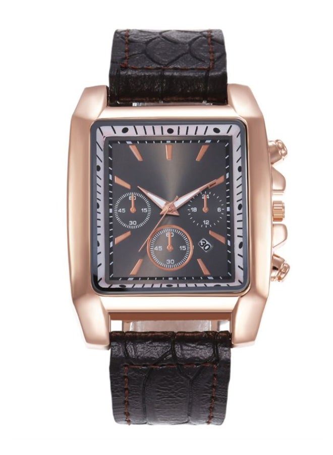 men Quartz Square Dial Pointer Display Calendar Watch  4576