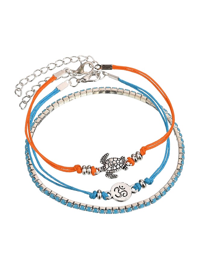 3-Piece Alloy Woven Design Anklet Chain 
