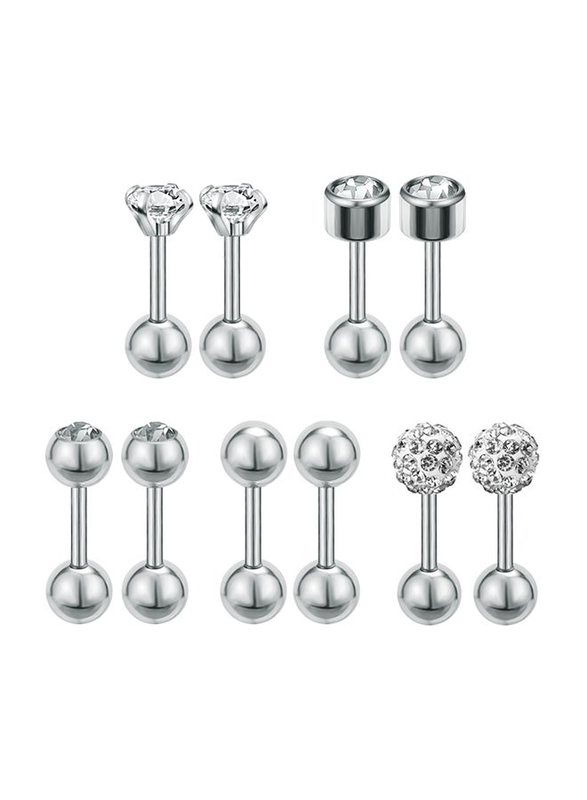 5-Pair Stainless Steel Cartilage Helix Piercing Ear Studs - v1571665347/N30843642A_1