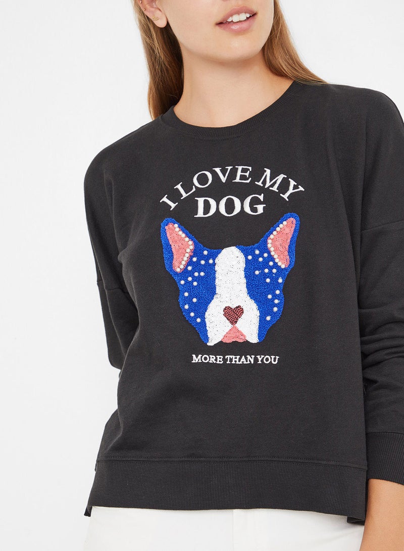 ONLY - Love My Dog Sweatshirt Black - Image 1