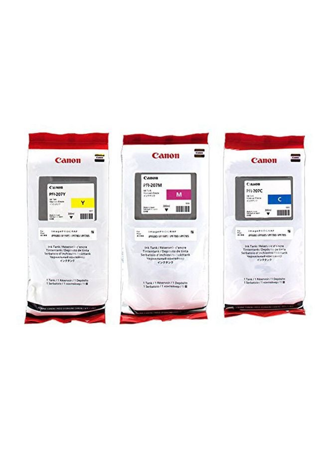 كانون مجموعة خراطيش حبر مكونة من 3 قطع PFI 207Y/PFI 207M/PFI 207C