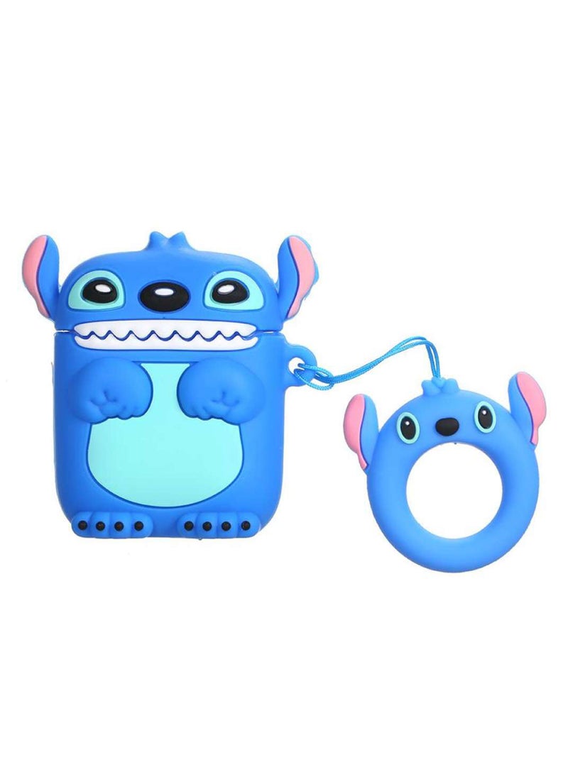 3D Male Cartoon Stitch Clamshell Earphone Sleeve Blue/White/Green - Image 1