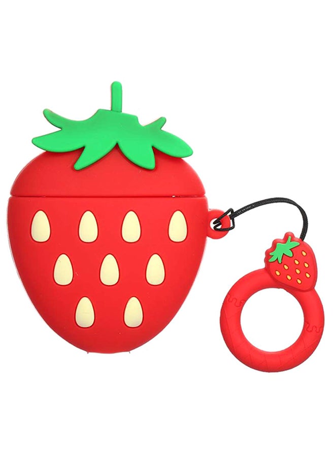 3D Fruit Series Strawberry Clamshell Earphone Sleeve Red/Beige/Green - Image 1