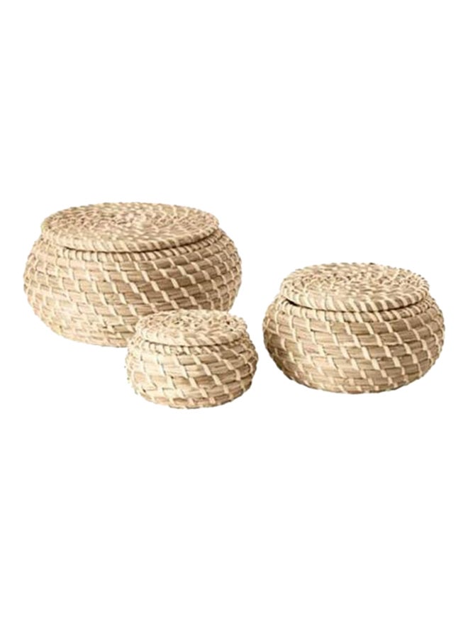 Generic 3-Piece Storage Box With Lid Beige 
