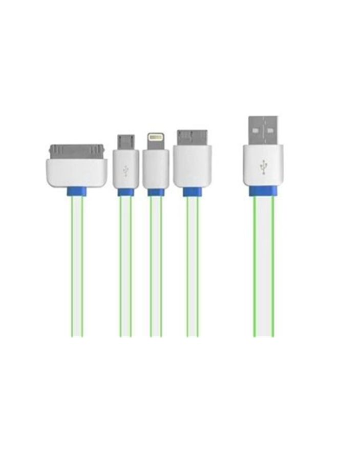 4-In-1 Data Sync Charging Cable Green/White