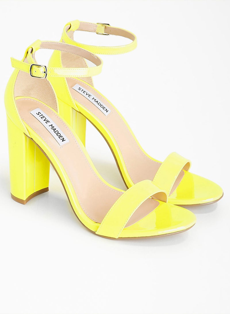 STEVE MADDEN - Carrson Peep Toe Pumps Ylw Pat - Image 1