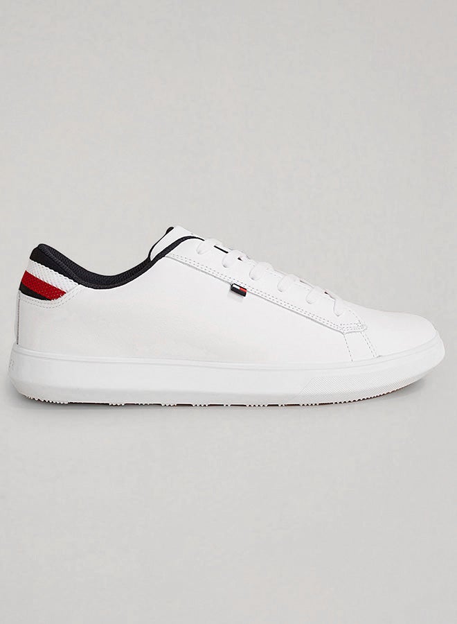 TOMMY HILFIGER - Essential Leather Detail Cupsole Low Top Sneakers 100White - Image 1