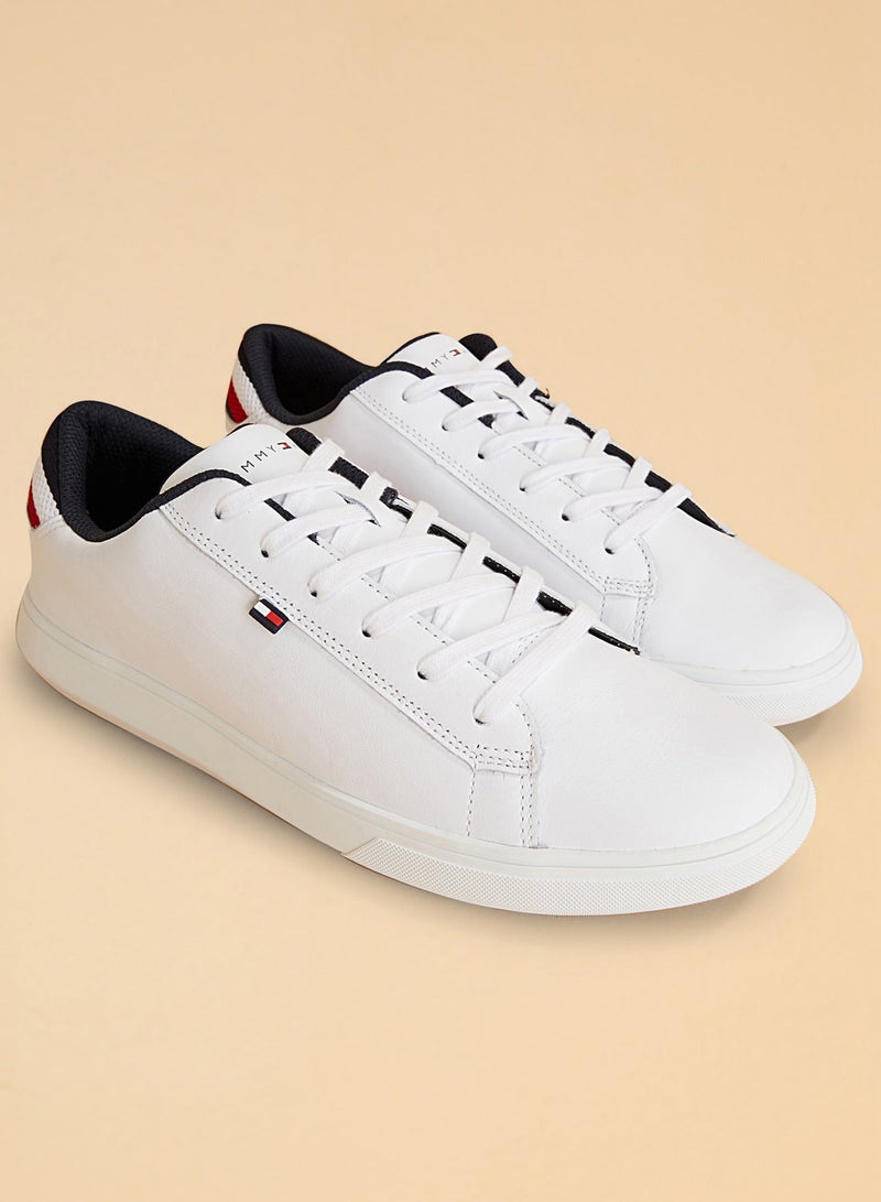 TOMMY HILFIGER - Essential Leather Detail Cupsole Low Top Sneakers 100White - Image 1