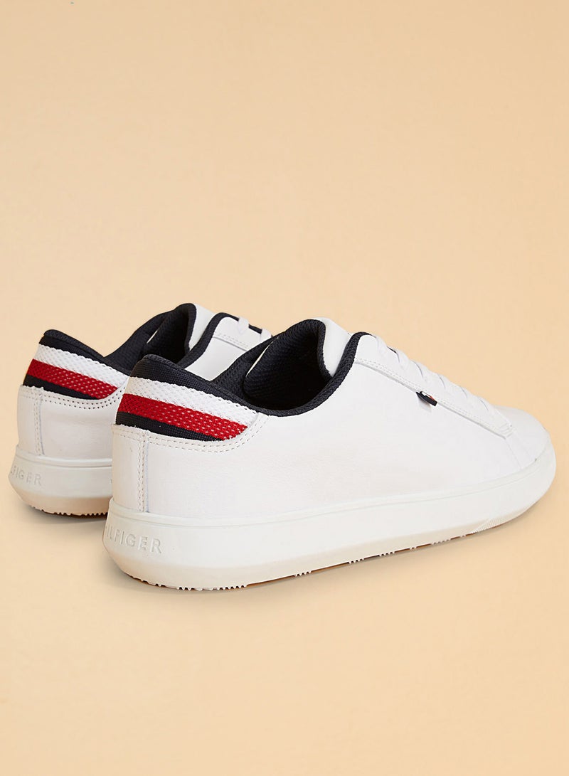 TOMMY HILFIGER - Essential Leather Detail Cupsole Low Top Sneakers 100White - Image 1