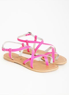 NEW LOOK Solid Design Strappy Sandals Bright Pink  - Image 2