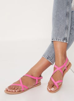 NEW LOOK Solid Design Strappy Sandals Bright Pink  - Image 5