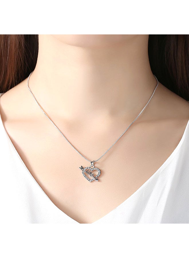 Rhinestone Love Letter Design Ladylike Pendant Necklace  - Image 3