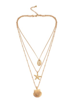 Multi-Layer Solid Color Starfish Shell Design All Match Necklace - v1571728001/N30835306A_1