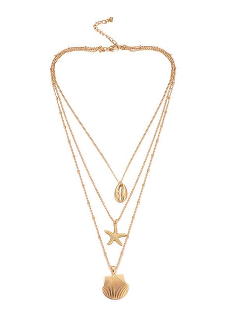 Multi-Layer Solid Color Starfish Shell Design All Match Necklace