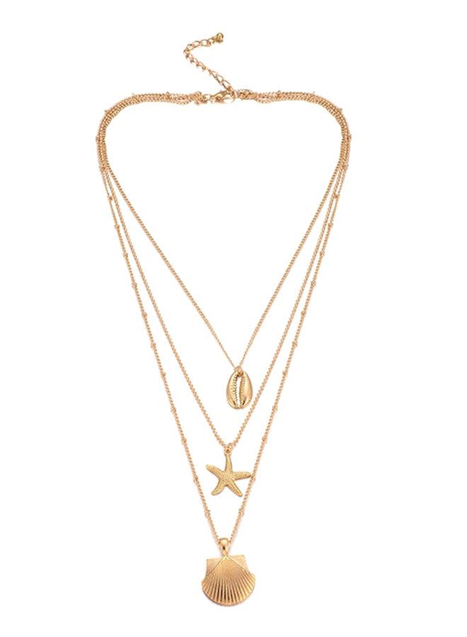 Multi-Layer Solid Color Starfish Shell Design All Match Necklace