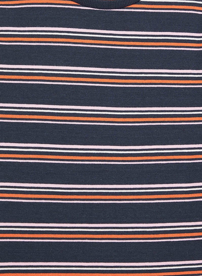 NAME IT - Little Striped Drop Waist Dress Dark Sapphire - Image 1