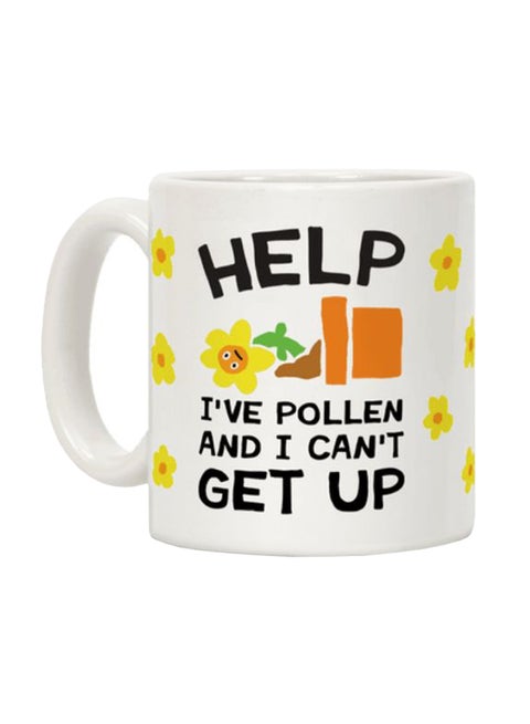 Help I've Pollen And I Can't Get Up Printed Coffee Mug White