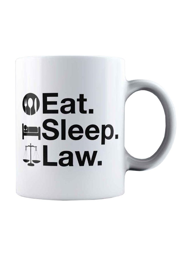 مج قهوة من السيراميك بطبعة عبارة "Eat Sleep Law" أبيض - Image 1