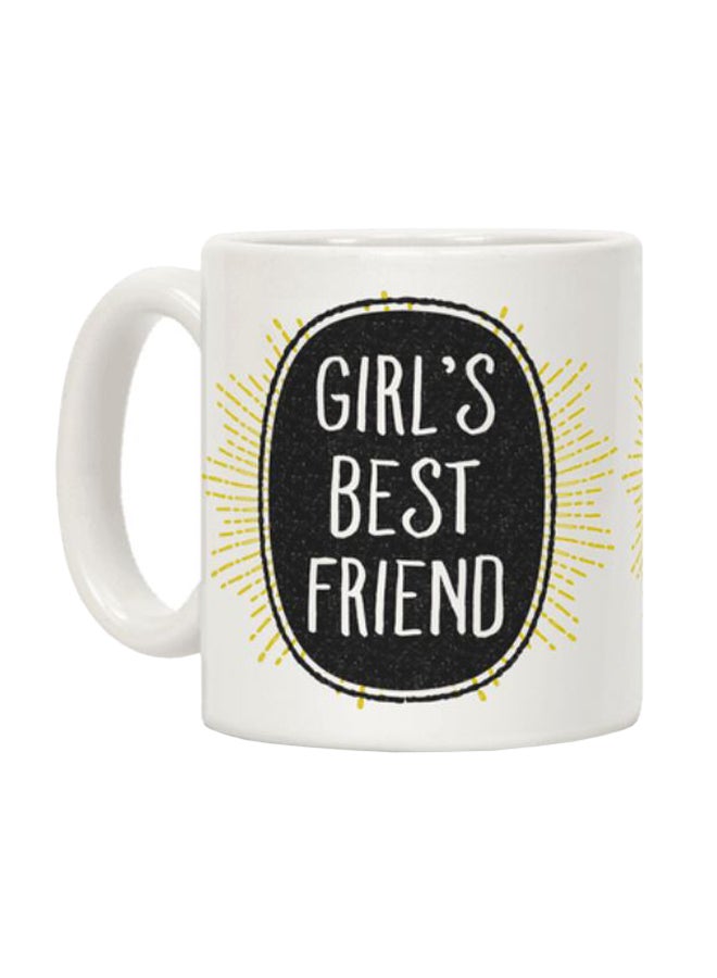 مج قهوة مطبوع عليه عبارة "Girl's Best Friend" أبيض