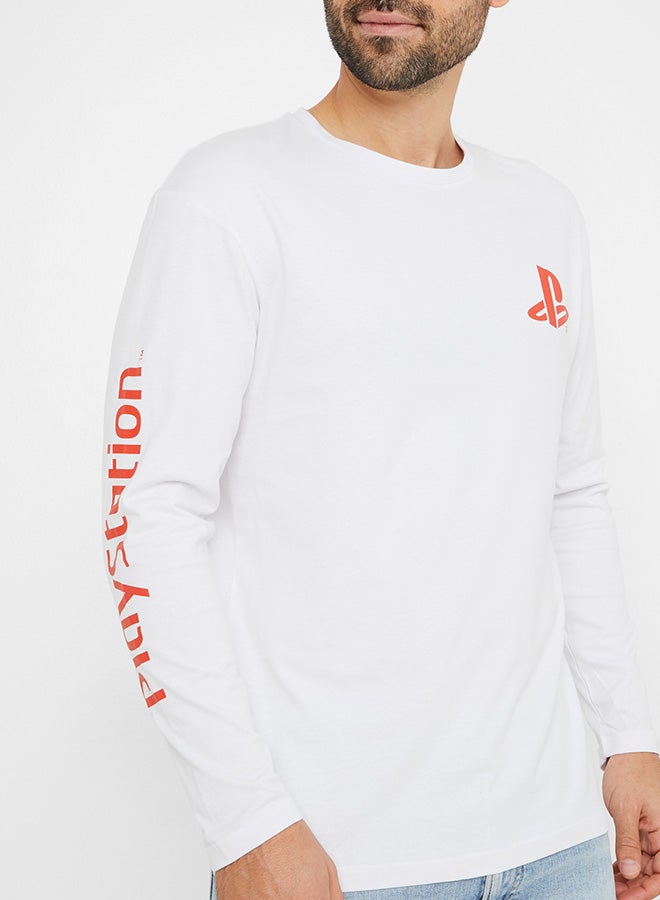 JACK & JONES Back Printed Long Sleeve T-Shirt White - Image 1