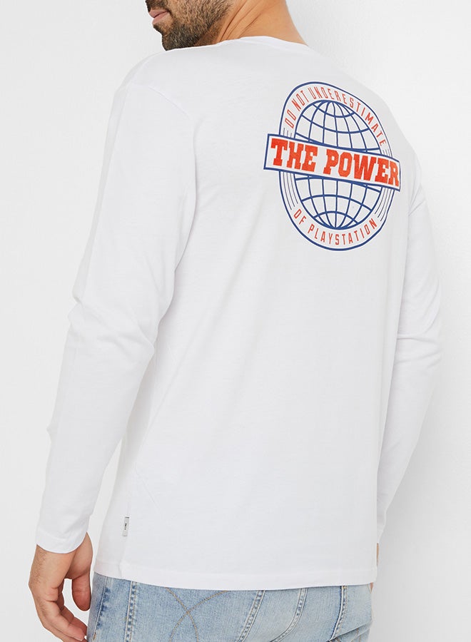 JACK & JONES Back Printed Long Sleeve T-Shirt White - Image 2