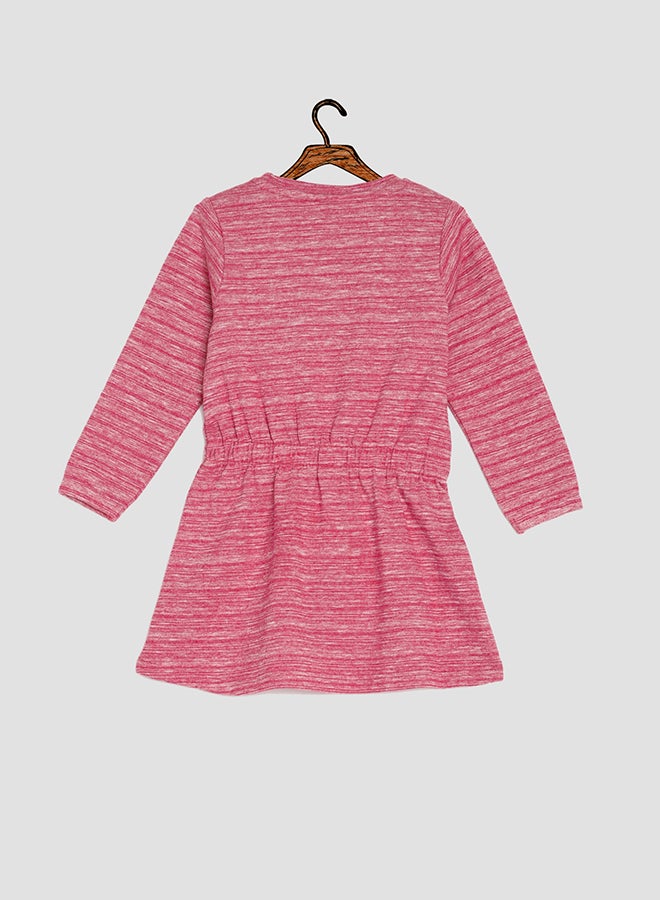 NAME IT - Long Sleeve Crew Neck Melange Embroide Dress Jester Red - Image 1