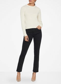 VERO MODA Solid Pattern Petra Mr Bootcut Mid Rise Jeans Black  - Image 3