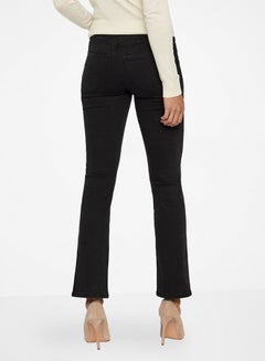 VERO MODA Solid Pattern Petra Mr Bootcut Mid Rise Jeans Black  - Image 2