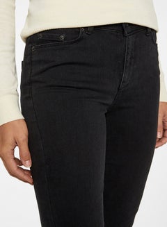 VERO MODA Solid Pattern Petra Mr Bootcut Mid Rise Jeans Black  - Image 4