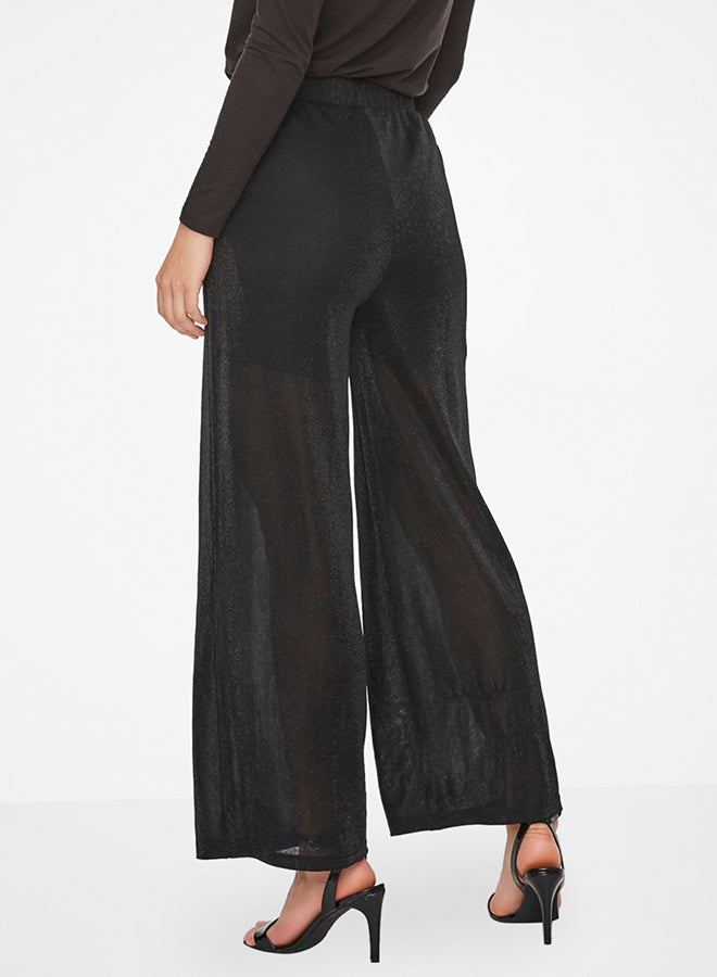 فيرو مودا بنطال بخصر عالي ونمط لامع أسود - Image 2