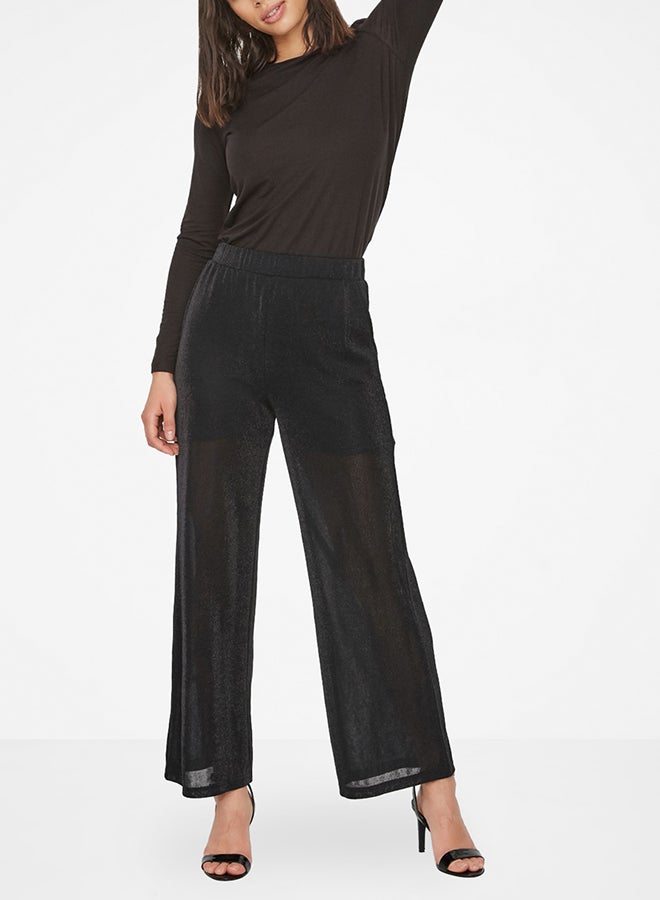 فيرو مودا بنطال بخصر عالي ونمط لامع أسود - Image 3