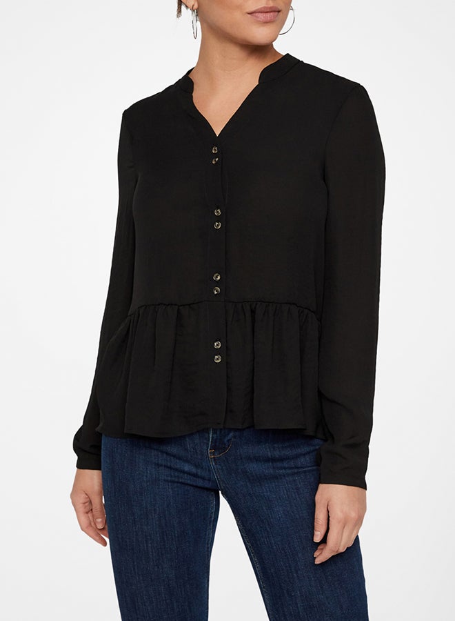 VERO MODA Karoline Peplum Hem Blouse Black - Image 1