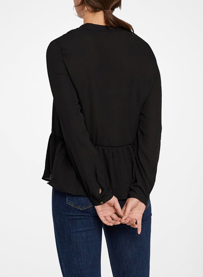 VERO MODA Karoline Peplum Hem Blouse Black - Image 2