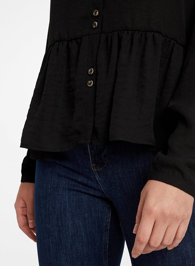 VERO MODA Karoline Peplum Hem Blouse Black - Image 4