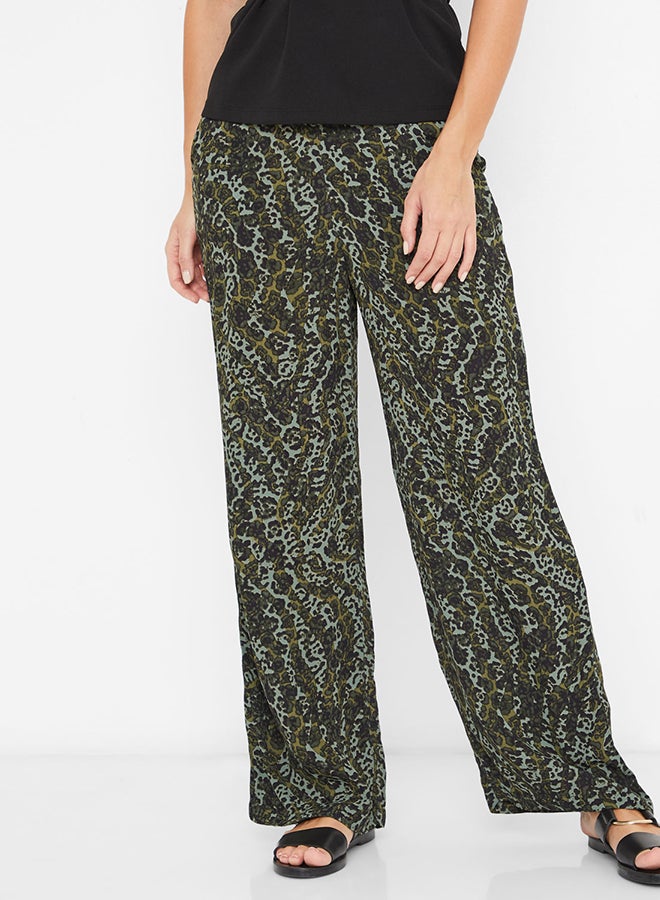 VERO MODA Printed Hw Wide Pants Green/Grey  - Image 1