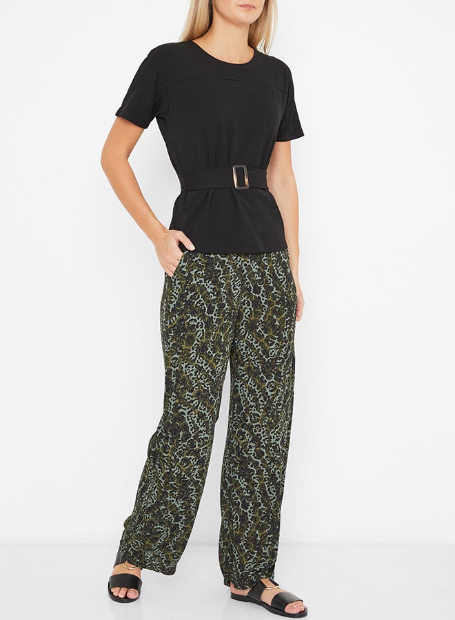VERO MODA Printed Hw Wide Pants Green/Grey  - Image 3