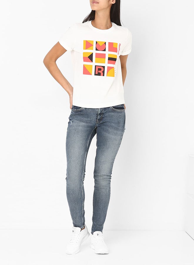 Reebok Gigi T-Shirt White/Yellow/Pink  - Image 3