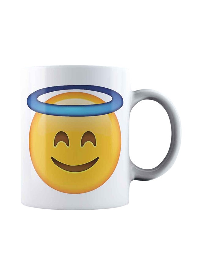 Smiling Face with Halo Emoji Emoji Coffee Mug White - Image 1