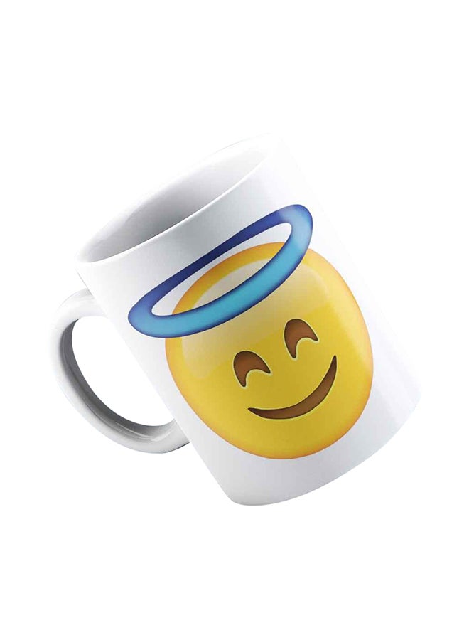 Smiling Face with Halo Emoji Emoji Coffee Mug White - Image 3