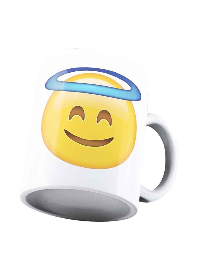 Smiling Face with Halo Emoji Emoji Coffee Mug White - Image 4