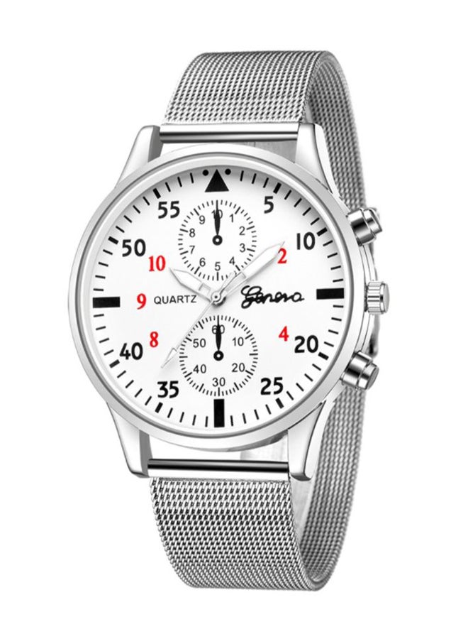 جنيفا ساعة يد كاجوال بعقارب وحركة كوارتز وسوار من الستانلس ستيل طراز NNSB03706566 men